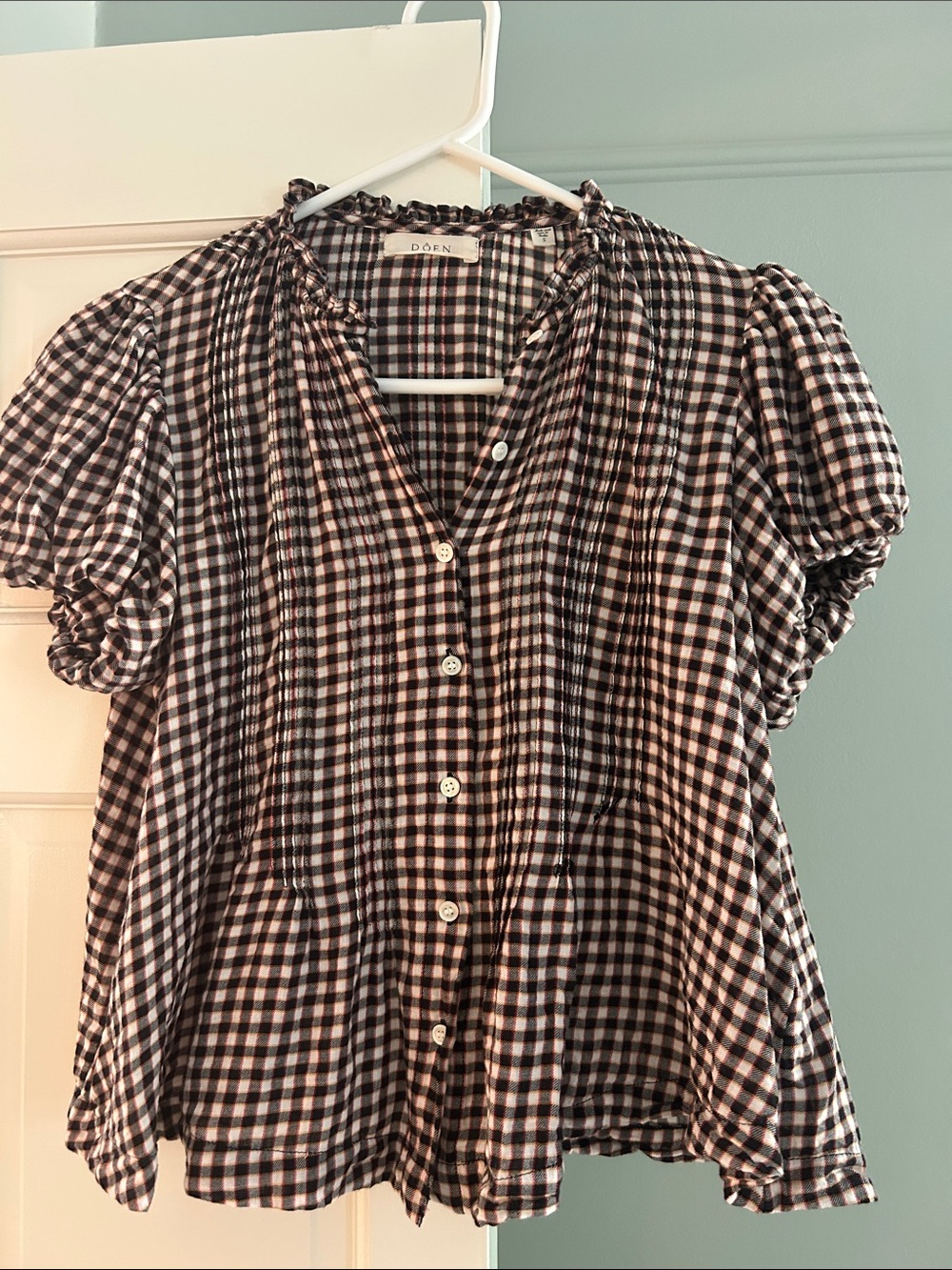 Doen Millie top in black gingham